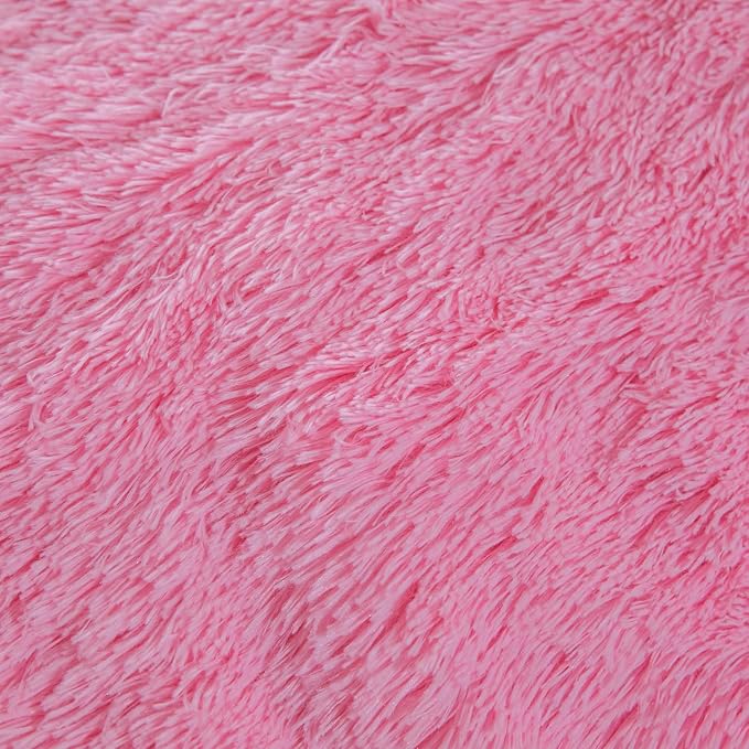 chovy Faux Fur Plush Pink Comforter Sets Full/Queen - Ultra Soft Shaggy Flannel Velvet Fluffy Fuzzy 3PC Bedding Sets (Comforter x 1 Pillowcases x 2)