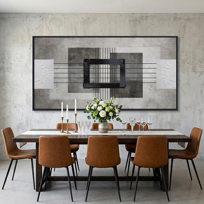 Large Abstract Canvas Wall Art for Living Room - Modern Neutral Beige & Gray Framed Artwork, Minimalist Textured Wall Paintings for Bedroom Decor, Sophisticated Gallery Pictures 29×58IN