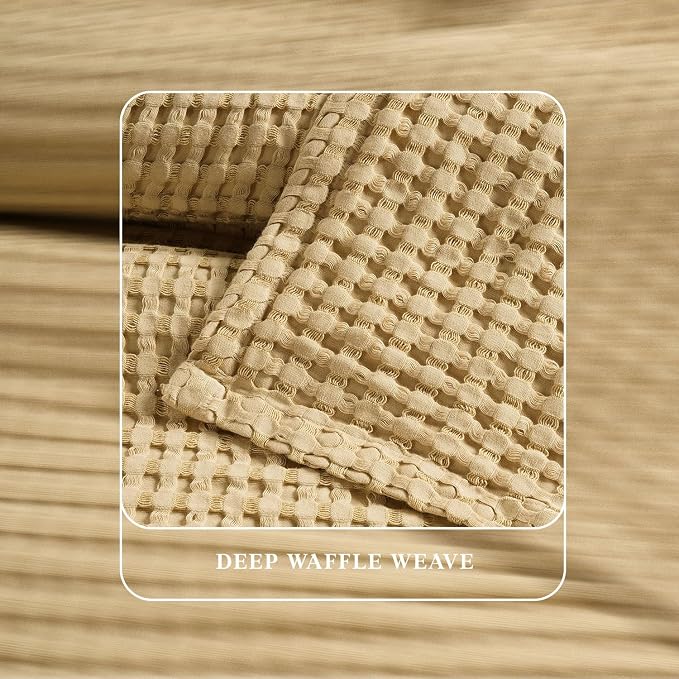 Threadmill Cooling Blanket Twin Size Waffle Weave| Breathable, Lightweight & Ultra-Soft | Made from Rayon Derived from Bamboo | Waffle Throw for Couch and Sofa | 68 x 92 Inches | Beige
