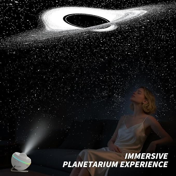 Galaxy Projector, Star Projector Home Planetarium with 1 Glass Projection Disc, 180° Rotatable Starry Sky Night Light with Meteor Effects & Light Strip for Bedroom, Kids & Adults Gift