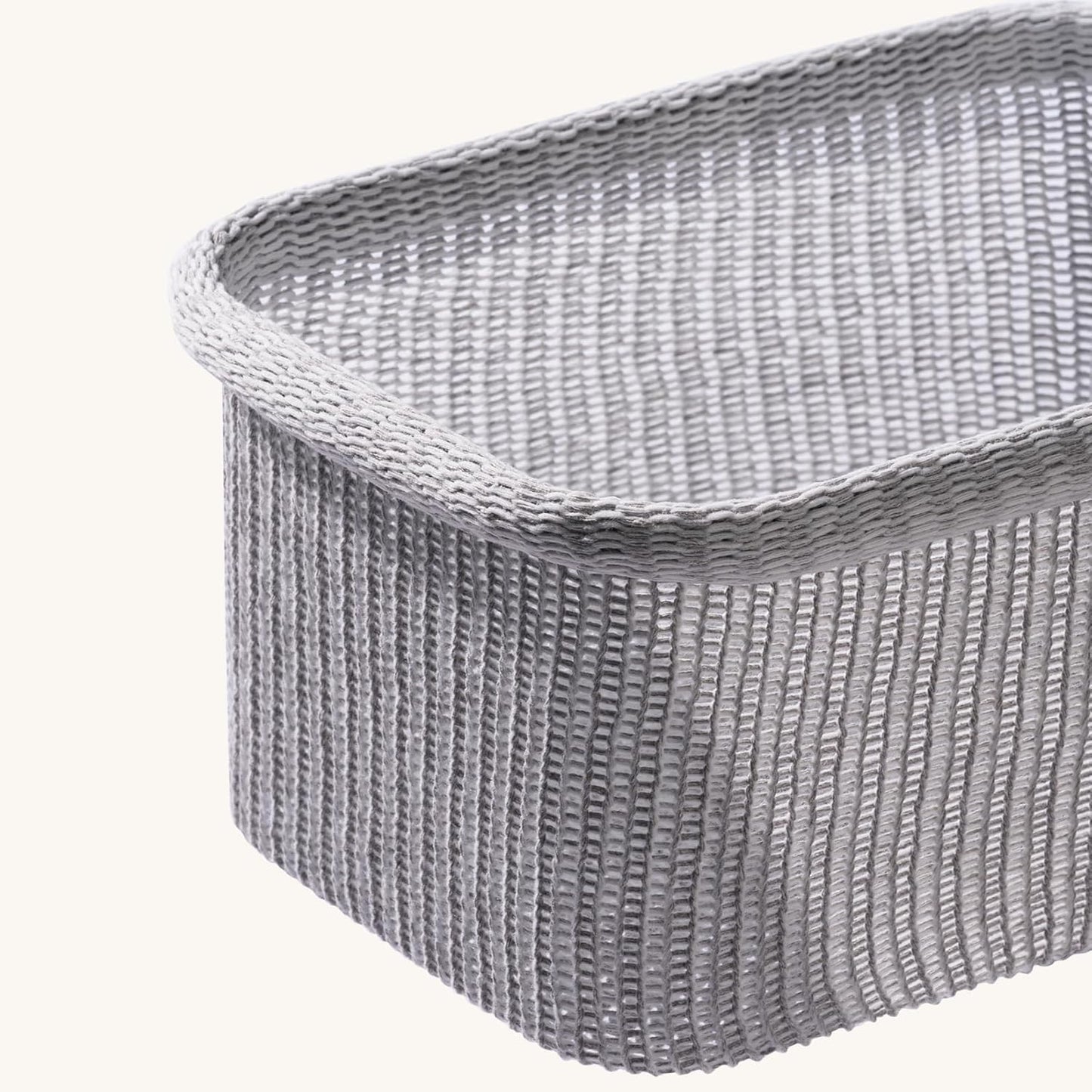 La Jolie Maison Blended Fabric Storage Baskets Set of 2, Rectangle Knitted Baskets for Organizing, Boho Decorative Baskets, Durable Finish, Grey