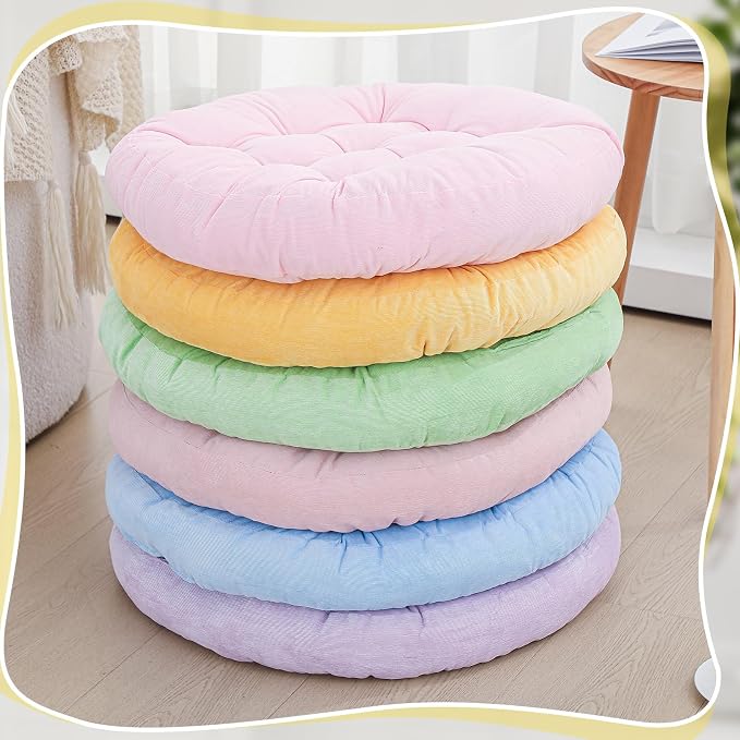 Jerify Floor Pillow Cushions Large Round Square Large Meditation Floor Pillow for Classroom Adult Meditation Picnic Party Seating Learning Daycare School(Round, 6 Pcs)