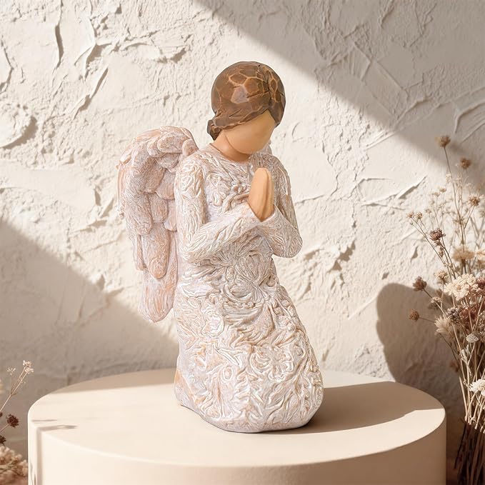 Praying Angel Figurines, Baptism Gift for Girls, First Communion Confirmation, Christian Religious Gifts for Women, Hand-Painted Sculpted Statue for Home Tabletop Decor