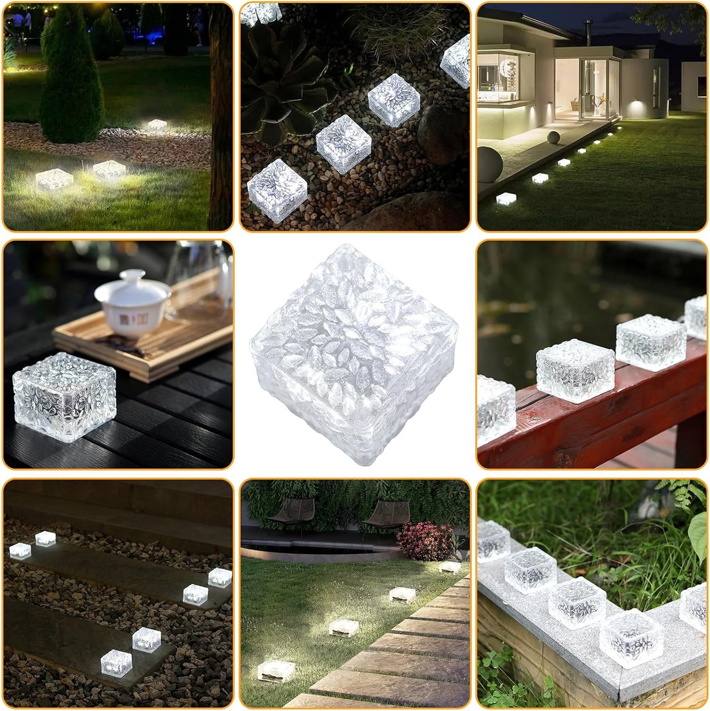 Solar Brick Lights - Outdoor Waterproof Patio & Garden Decor (3 Packs) for Patio, Yard, Walkway, Pathway