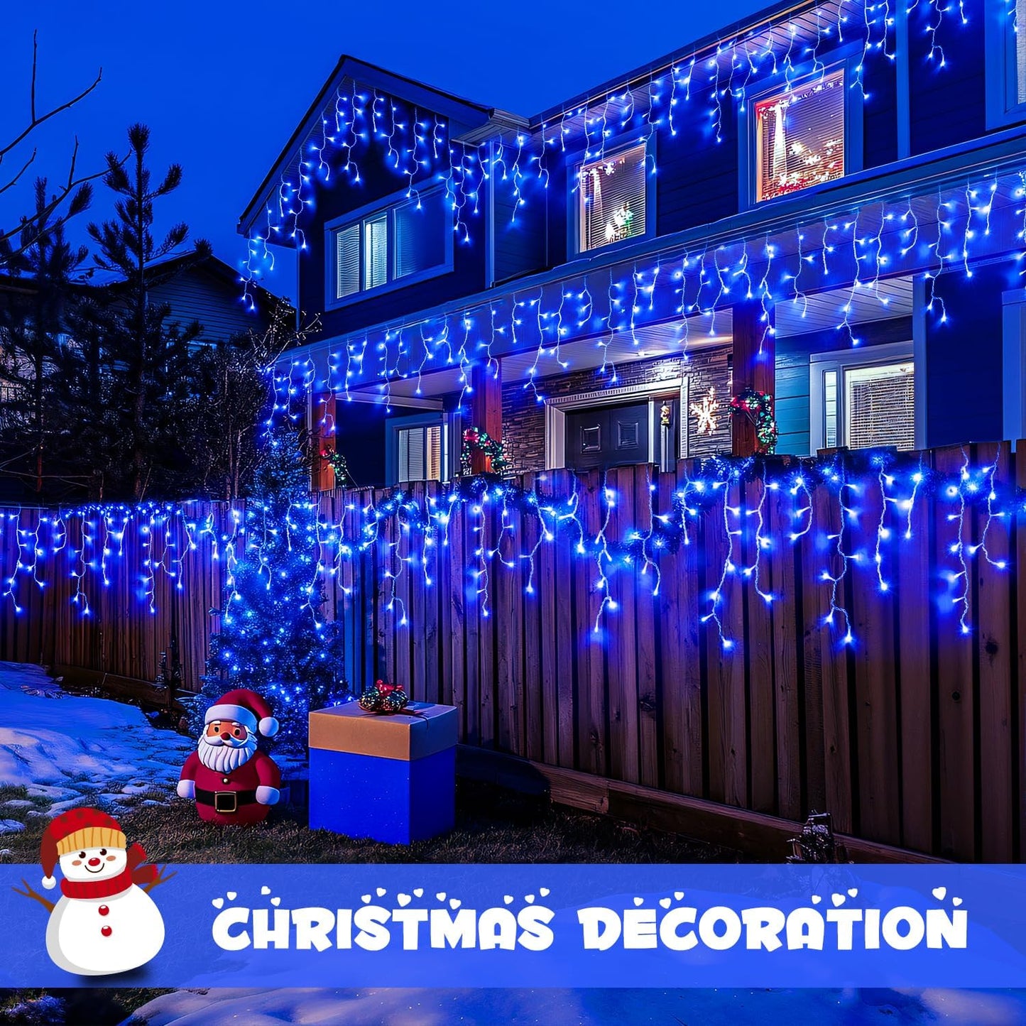 JMEXSUSS 800 LED Blue Icicle Christmas Lights Outdoor, Icicle Lights for Outside with 160 Drops, Blue Christmas String Lights Indoor Outdoor for Party Holiday Christmas Decoration