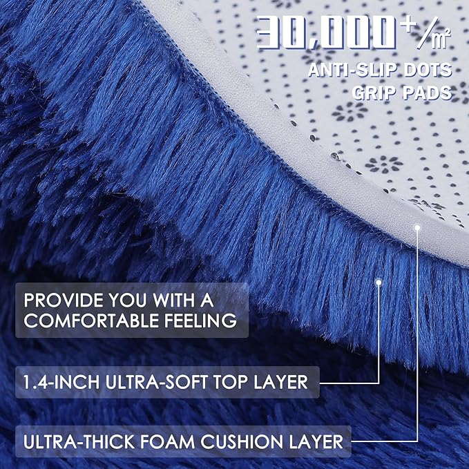 OLANLY 6x9 Machine Washable Large Area Rugs for Living Room, Bedroom, Soft Fluffy Shaggy Bedside Rug, Indoor Floor Carpet for Kids Girls and Boys, Dorms, Nursery, Home Decor Aesthetic, Navy Blue