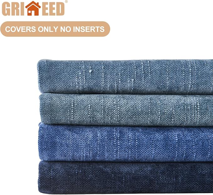 Pack of 4 Throw Pillow Covers 18x18 Inch Chenille Textured Neutral Blue Soft Pillow Covers Solid Decorative Farmhouse Cushion Covers Home Boho Decor for Couch Sofa Bed Living Room