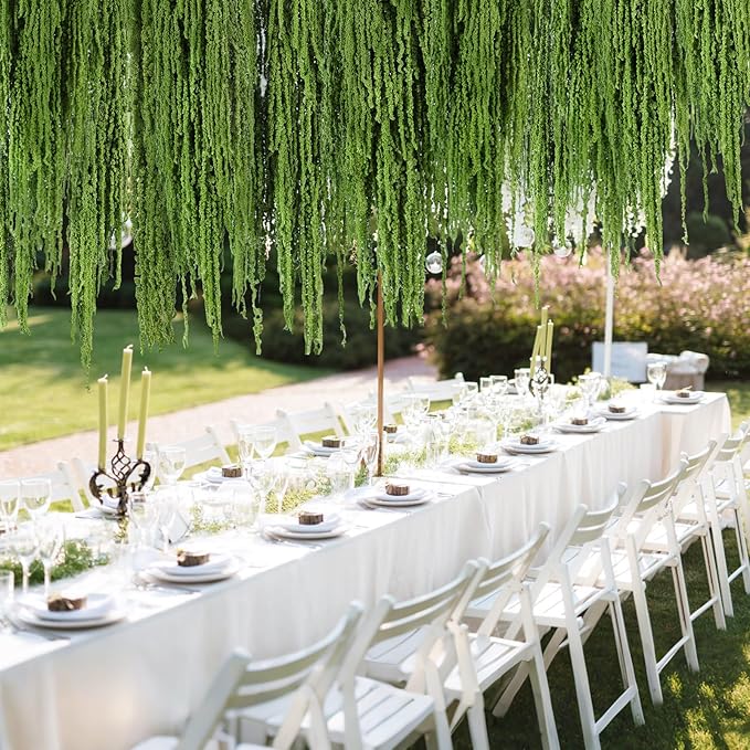 Suncalla Forest Green Spring Natural Dried Amaranthus Hanging Flowers Amaranthus Artificial Flowers for Wedding Arch Bouquet Floral Garland Wall Home Decoration (23 Inch,12 Pcs)