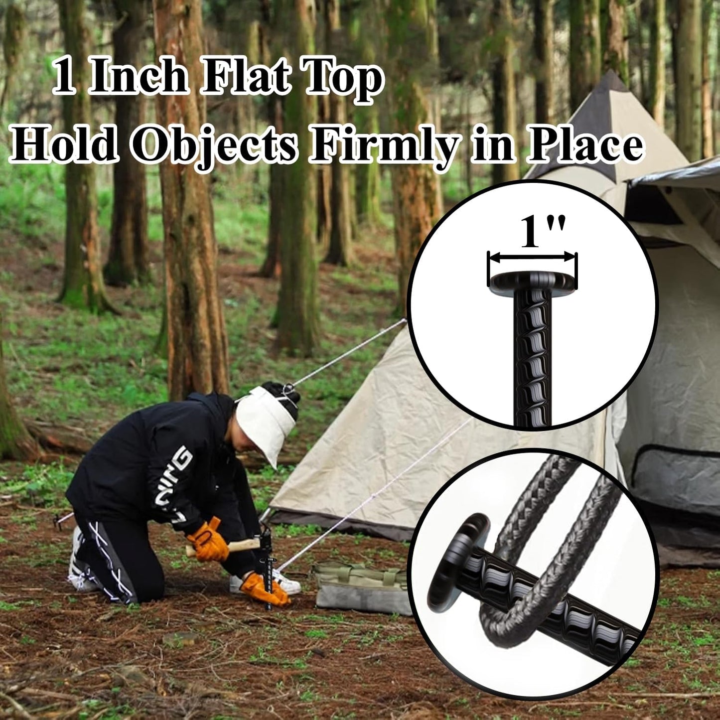 16 Inch Rebar Stakes 20 Pack Heavy Duty Ground Anchors 1/2 Inch Diameter Galvanized Steel Asphalt Anchoring Metal Spikes for Speed Bump, Parking Curb and Camping Tent