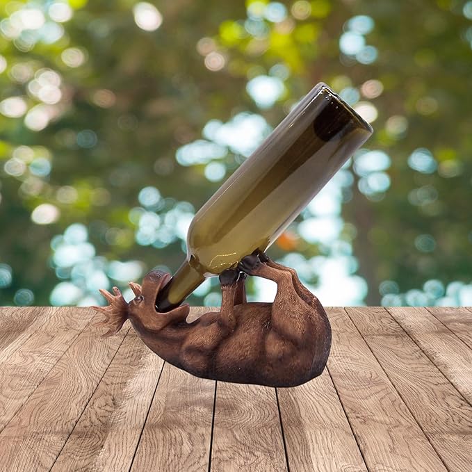 Wowser Rustic Moose Wine Bottle Holder - Wine Accessories & Kitchen Organizer