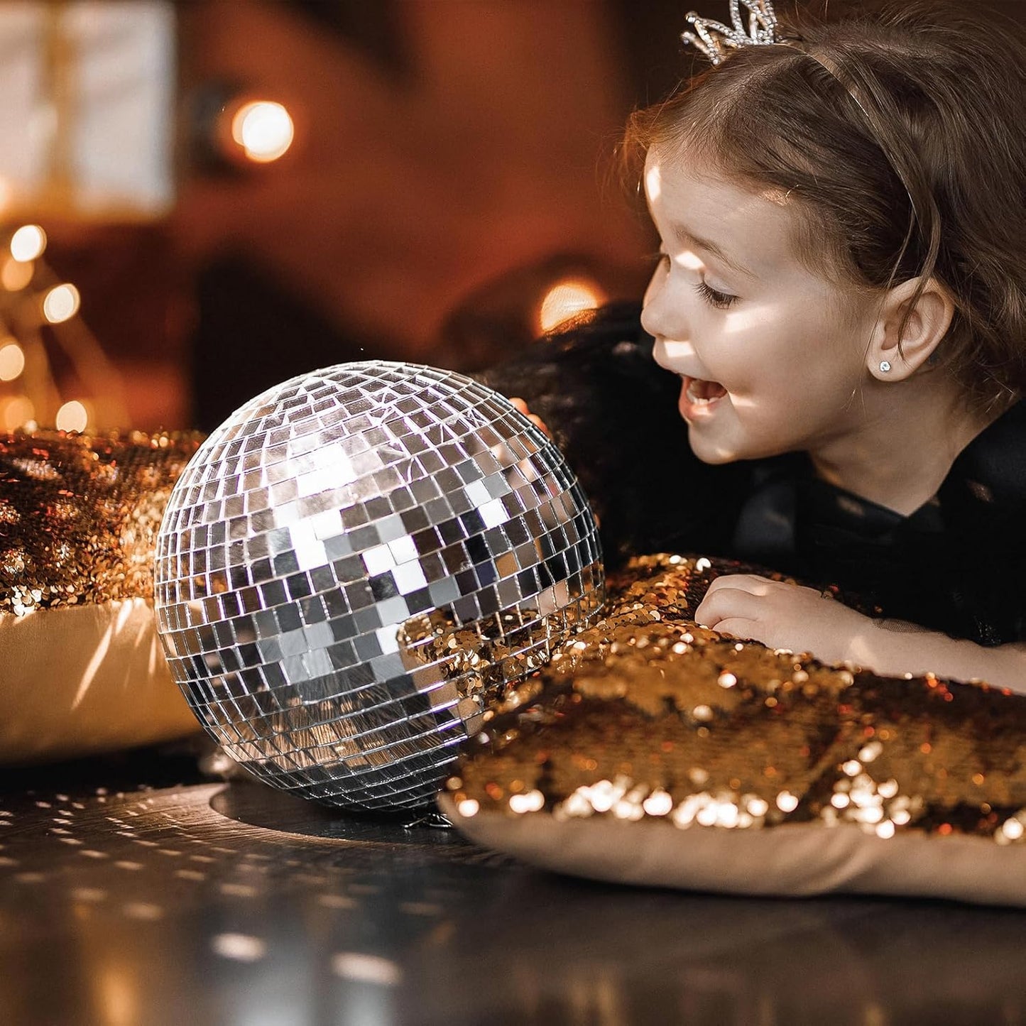 LONGKING 2364 Pieces Self-Adhesive Mirror Tiles, Square Mirror Stickers Mosaic Tiles, Glass DIY Craft Decoration, Disco Ball Tiles(Silver)