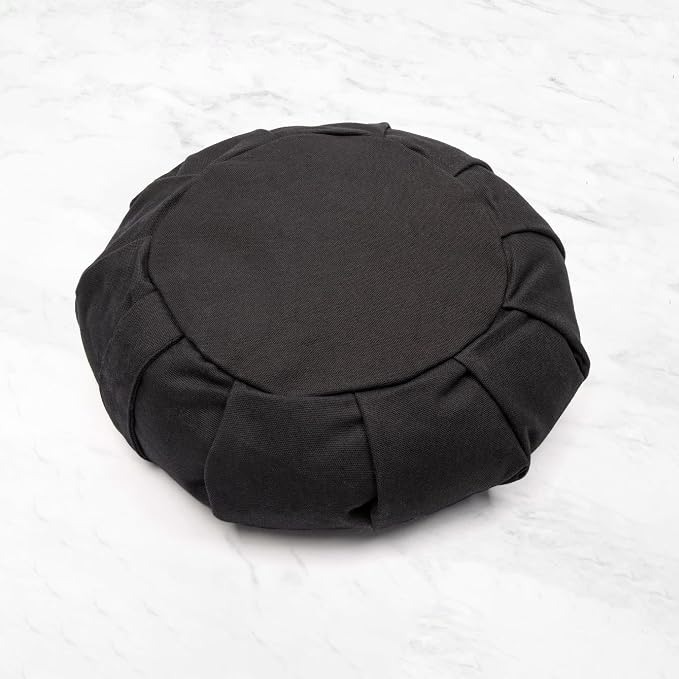 Myga Zafu Yoga Meditation Cushion with Washable Cover - Floor Cushion Pillow with Natural Buckwheat Filling - Soft Round Cotton Design for Meditating or Pranayama Exercises