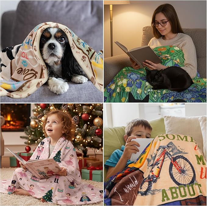 Granddaughter Gifts from Grandma Throw Blanket, Pink Floral Love Letter Postcard Design Soft Cozy Fuzzy Flannel Blanket, Christmas Birthday Gift for Granddaughter (50" x 60")