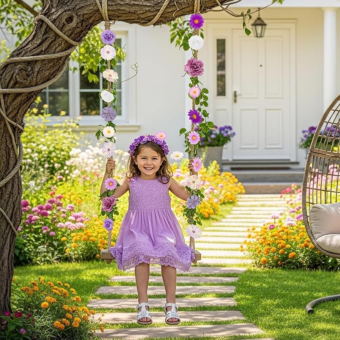 ATTGREAT 310 Pcs Fake Flower Heads Mini Artificial Flower Bulk Silk Flowers for Decoration Small Faux Flower Heads Fabric Daisy Buds Floral for Crafts DIY Wedding Party Baby Shower Home Decor, Purple