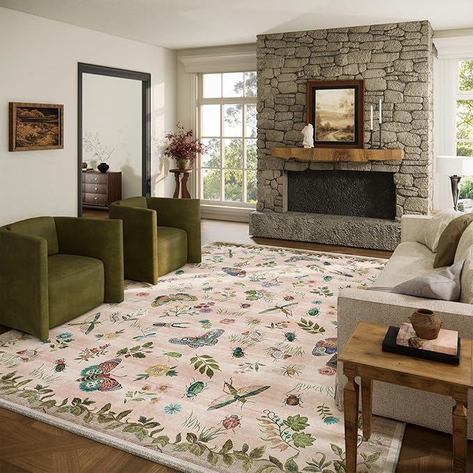 10x12 Area Rugs for Living Room: Washable Rug Non Slip Stain Resistant Low Pile Ultra Soft Faux Wool Lightweight Large Rugs for Dining Room Bedroom Under Table Rug Home Office Nursery Farmhouse Indoor