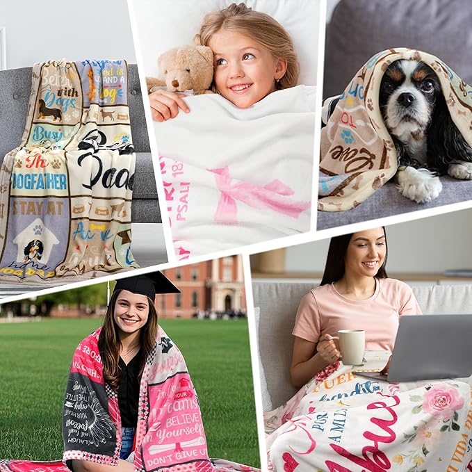 Abuelo Gifts Throw Blanket in Spanish, Funny Saying Cute Print Soft Cozy Beige Flannel Blanket 50x60, Grandpa Gifts from Grandkids, Home Decor for Bed Sofa