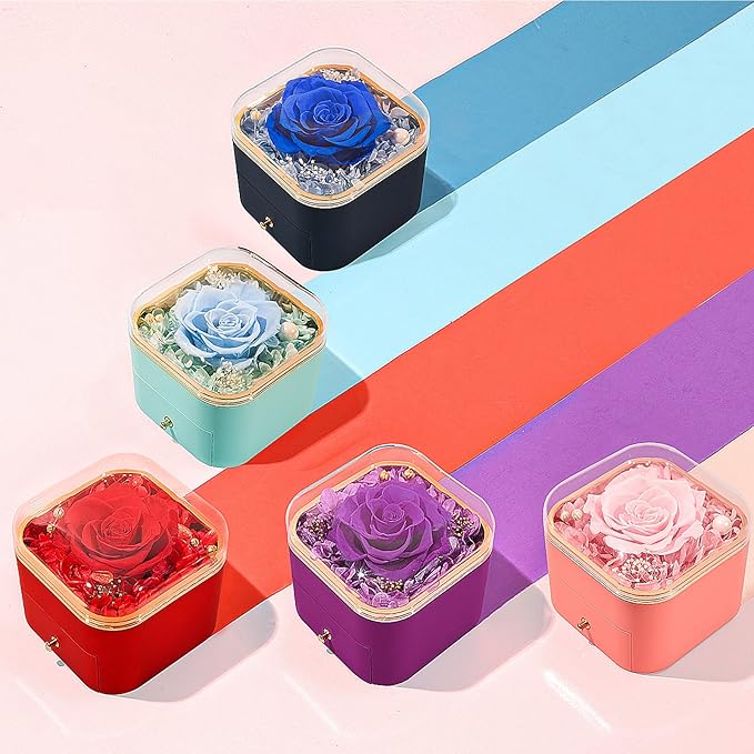 Beferr Birthday Gifts for Women Preserved Real Rose with Necklace Eternal Roses Forever Flowers for Delivery Anniversary Mothers Gifts for Mom Her Grandma Wife Sister from Daughter Son