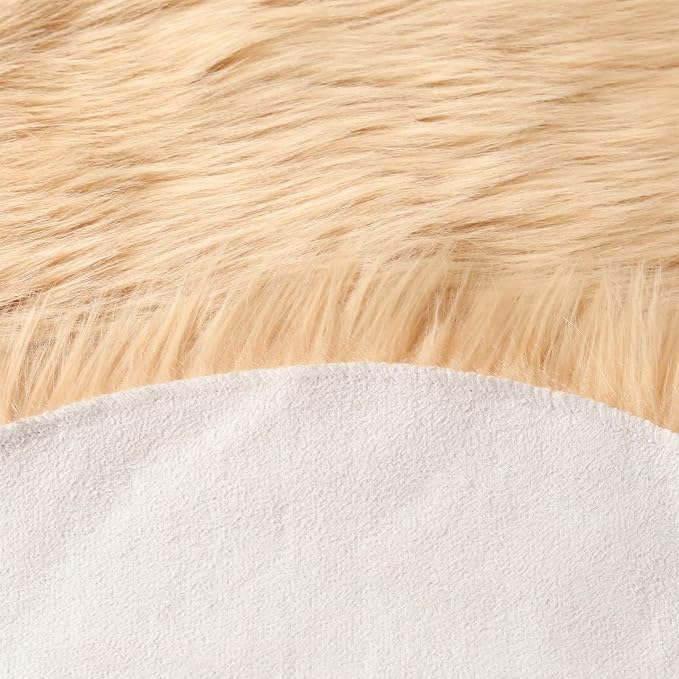 Faux Fur Rug Brown Fluffy Sheepskin Area Rug,Ultra Soft Shaggy Plush Rug Bedroom Living Room Sofa Floor Kids Room Bedside(4 x 6 ft Sheepskin)