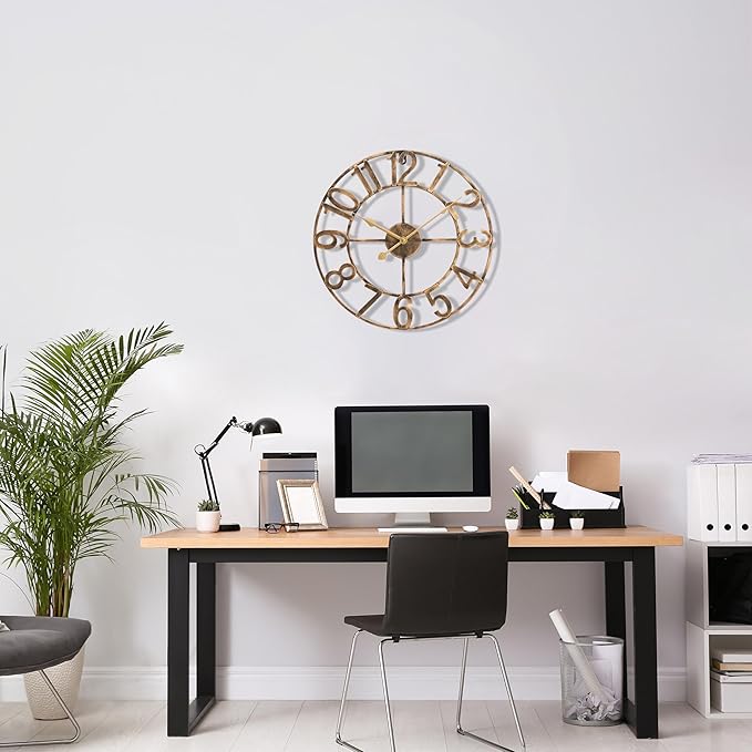 Sorbus Large Wall Clock for Living Room Decor - Wall Clock for Kitchen - 16 inch Big Wall Clock Decorative - Metal Wall Art - Analog Large Clock for Bedroom, Home, Kitchen, Office, Wall Decor (Bronze)