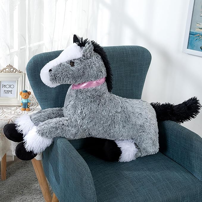 Tezituor 3ft Large Horse Stuffed Animal, 35 Inch Rideable Stuffed Pony Farm Plush Toy, Big Soft Horse Plush Body Pillow Christmas Birthday Gift for Kids