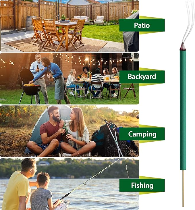 KICKOUTOR® Mosquito Incense Sticks with Citronella, 12 Count Natural Outdoor Mosquito Repellent for Patio Backyard Camping, 2.5-Hour Burn DEET-Free Flying Insect Bug Control | Gnat No-See-um