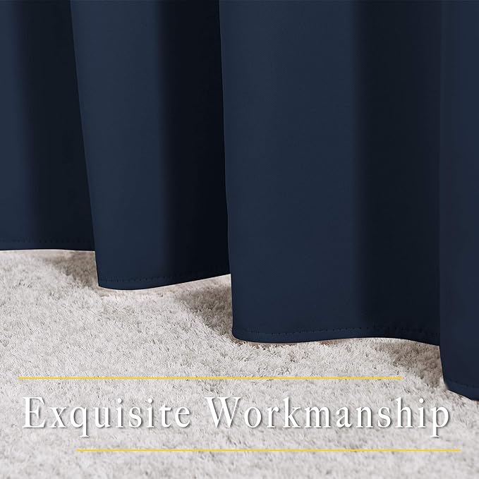 NICETOWN Navy Blue Blackout Curtains, Grommet Thermal Insulated Window Drapes Room Divider Blinds Sound Reducing for Living Room, W46 x L102, 2 Pieces
