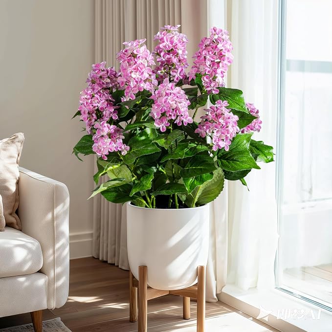 2 Pack Large Artificial Hydrangea Plants UV Resistant Fake Plastic plantas Flowers Trees Indoor Outdoor Realistic Floor Plants Faux Tree for Home Porch Garden Office Porch Patio Front Bonsai Decor