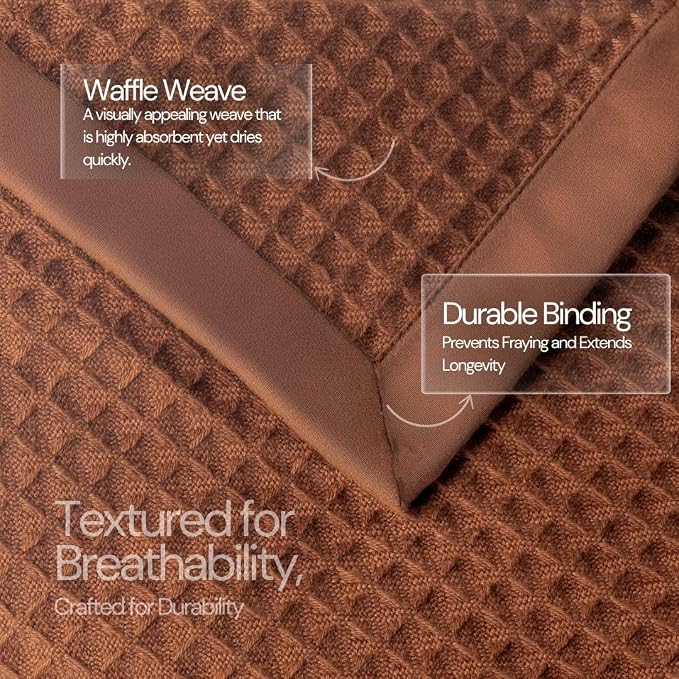 Salt Earth GOTS Certified 100% Organic Cotton Throw Blanket, 90"x90" Waffle Blankets & Throws for Bed, Throw Blanket for Couch, Cozy Christmas Blankets and Throws for Christmas Gifts (Potting Soil)