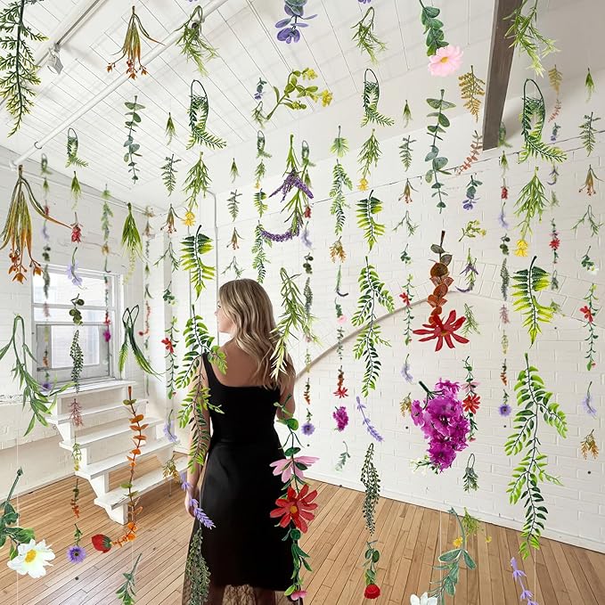 Suncalla 12 Pcs 70.8 ft Flower Garlands Hanging Artificial Wildflower Vine Decor from Ceiling Floating Floral Backdrop Silk Fake Flower Garland for Wedding Home Garden Wall Arch(Wildflower)
