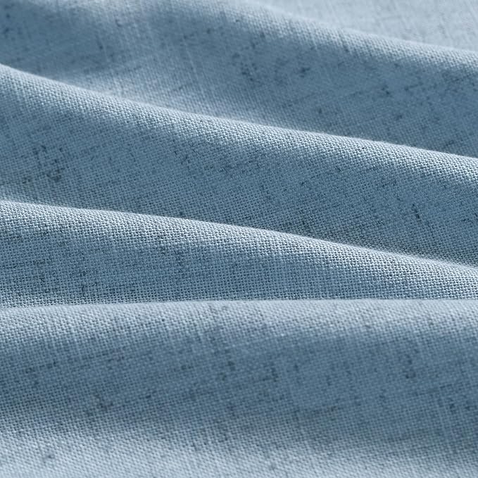 Nanspring Dusty Blue Linen Back Tab Curtains 94 Inch Length for Living Room 2 Panel Set Neutral Modern Farmhouse Window Curtain Privacy Semi Sheer Linen Drapes Rustic Country Window Treatment 52x94