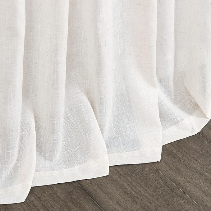 Ivory White Linen 112 Inch Curtains for Living Room Light Filtering Semi Sheer Curtain Back Tab Rustic Neutral Modern Farmhouse Decor Drapes Floor to Ceiling High Window for Bedroom 52x112, 2 Panels