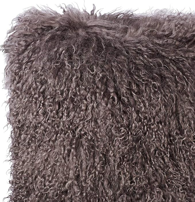 SARO LIFESTYLE Mongolian Lamb Fur Poly Filled Throw Pillow