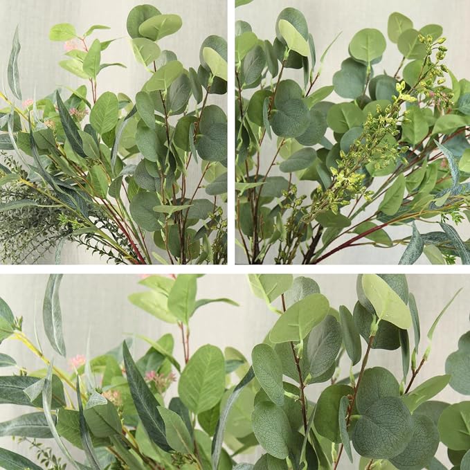 Large Eucalyptus Centerpieces for Table Decor, Long Artificial Greenery Stems Arrangement, Real Touch Silk Branches for Coffee Table, Dining Kitchen Island & Farmhouse Home Decor, 30 Inches Tall