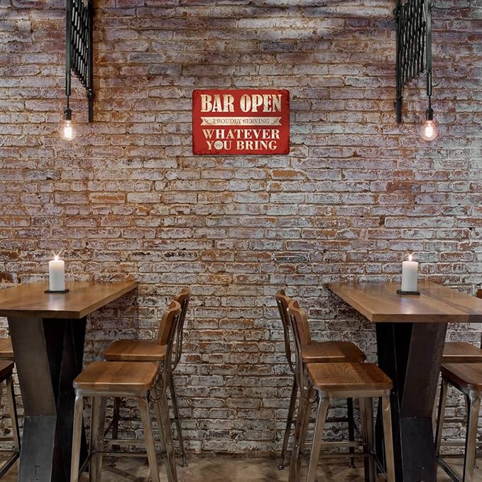 Yniaun Decor Vintage Bar Sign Decor Funny Bar Open Metal Signs for Home Bar Man Cave Decor Gifts - 8 X 12 Inches Indoor & Outdoor - Proudly Serving Whatever You Bring