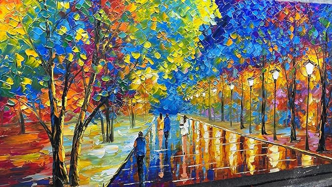 Tyed art- 60x30inch Large Wall Art Decor,Bedroom Office Wall Decor,Wall Art for Living Room, Hand painted Wall Art Oil Paintings Landscape Trees ,Modern Textured Wall Art, Colorful Abstract Artwork Picture, Modern canvas Wall Art