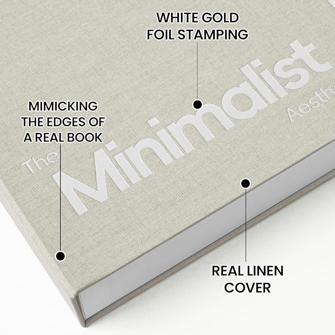 Minimalist Decorative Books - Fake Books Storage Box for Decoration - Set of 2 Linen Coffee Table Decor - Photo Storage Keepsake Box for Room Bookshelf Decor, Griege