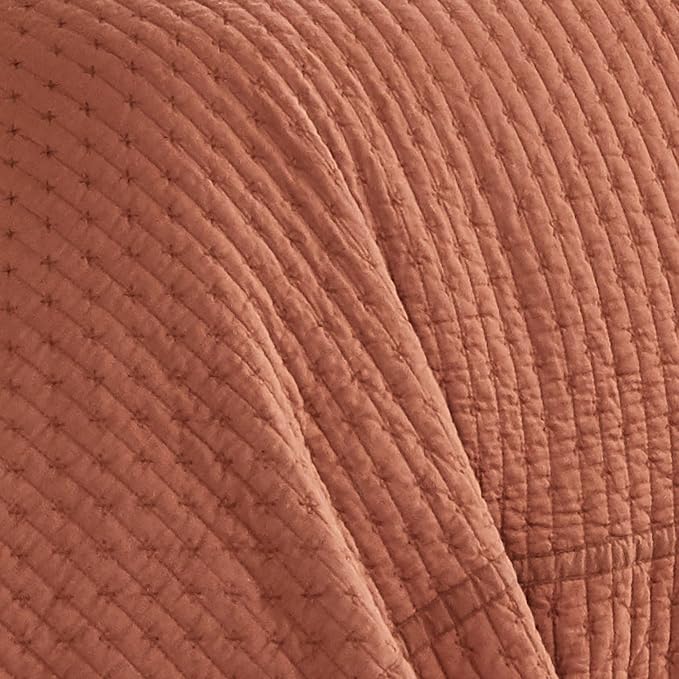 Levtex Home Cross Stitch Reversible Twin Bedspread Set (84x104in) with 1 Pillow Sham (26x20in) - Stitch Texture - Adobe - Cotton Twin Size Bedspread Set - Lightweight, Soft, Pre-Washed