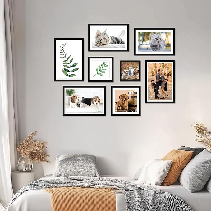 CORE ART 12x18 Picture Frame Set of 4, Display Pictures 11x17 with Mat or 12 x 18 without Mat, Multi Photo Frames Collage for Wall or Tabletop Display, Black