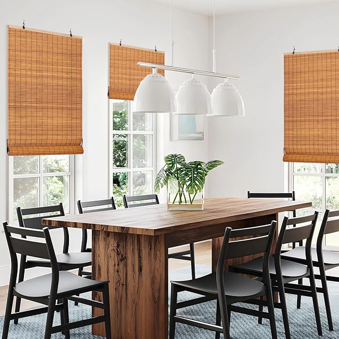 ALIMOO Cordless Bamboo Blinds Roll Up Shades Light Filtering Cordless Roller Window Blinds for Interior Home Patio Porch 48" W x 72" L