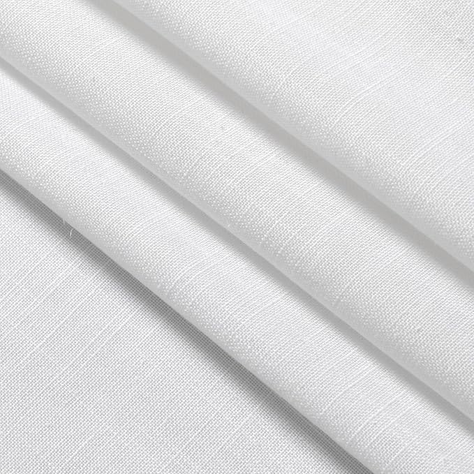Nanspring White Kitchen Curtains 36 Inch Length 2 Panels Set Linen Blend Back Tab Privacy Light Filtering Cafe Curtain Modern Neutral Short Tier Curtains for Small Window Bathroom RV Camper 30x36