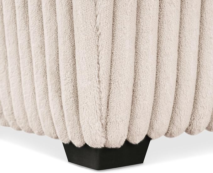 Furniture of America Lennox Modern Chenille 17-inch Square Storage Ottoman with Reversible Tray Top, Upholstered Footstool for Living Room, Bedroom, Entryway, Beige Pink