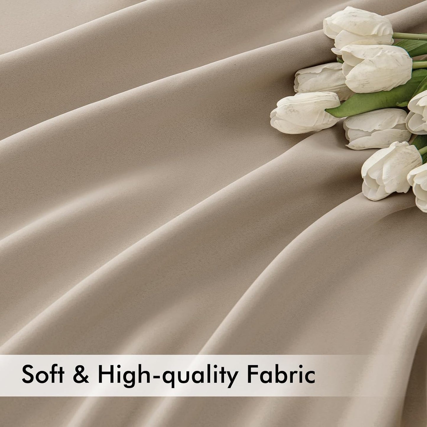 MIULEE Taupe Back Tab Blackout Curtain 96 Inch Long 2 Panels Set for Bedroom, Rod Pocket/Pinch Pleat Thermal Insulated Living Room Darkening Pleated Light Blocking Floor to Ceiling Drape