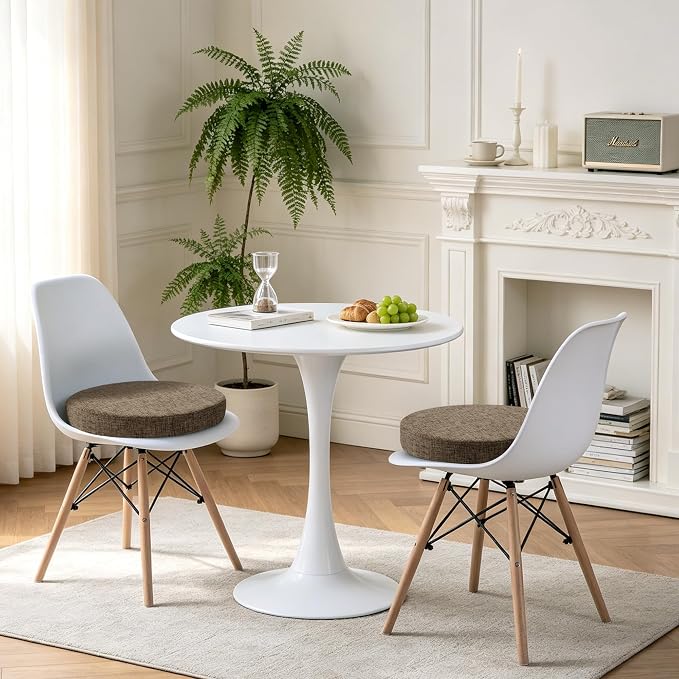 Tromlycs Round Chair Seat Cushions for Circle Bistro Stool Chairs Pads Pillow Large Indoor Circular Non Slip Foam Cushion 18 inch Linen Set of 2