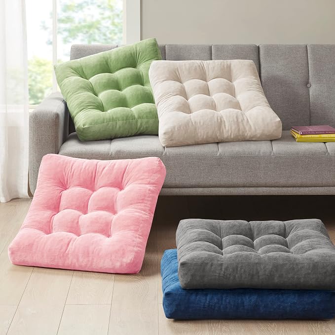 Degrees of Comfort Floor Cushion 6 Pack for Meditation, Home Office & Studio – Corduroy Soft Seating Set, 22 Inch, High-Density Foam, Square Shape, Pink