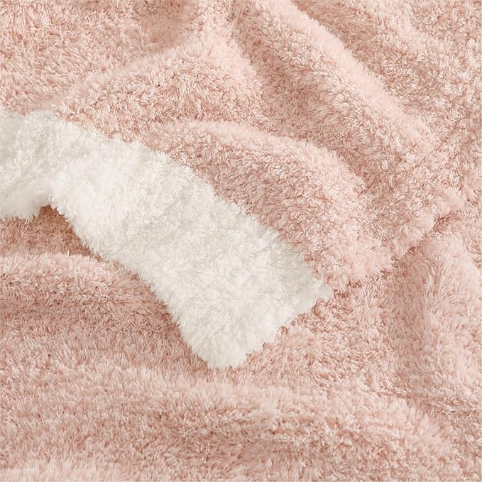 WRENSONGE Soft Twin Blanket for Bed-Cozy Warm Reversible Knitted Blankets | Lightweight Fluffy Decor for Women, Mom, Her & Girls, Sofa, Chair, Couch, 60x80in,Cationic Dyeing Pink