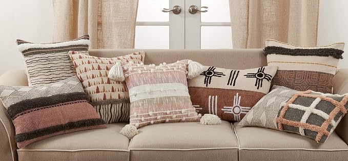 SARO LIFESTYLE Abstract Design Printed and Embroidered Pillow Cover