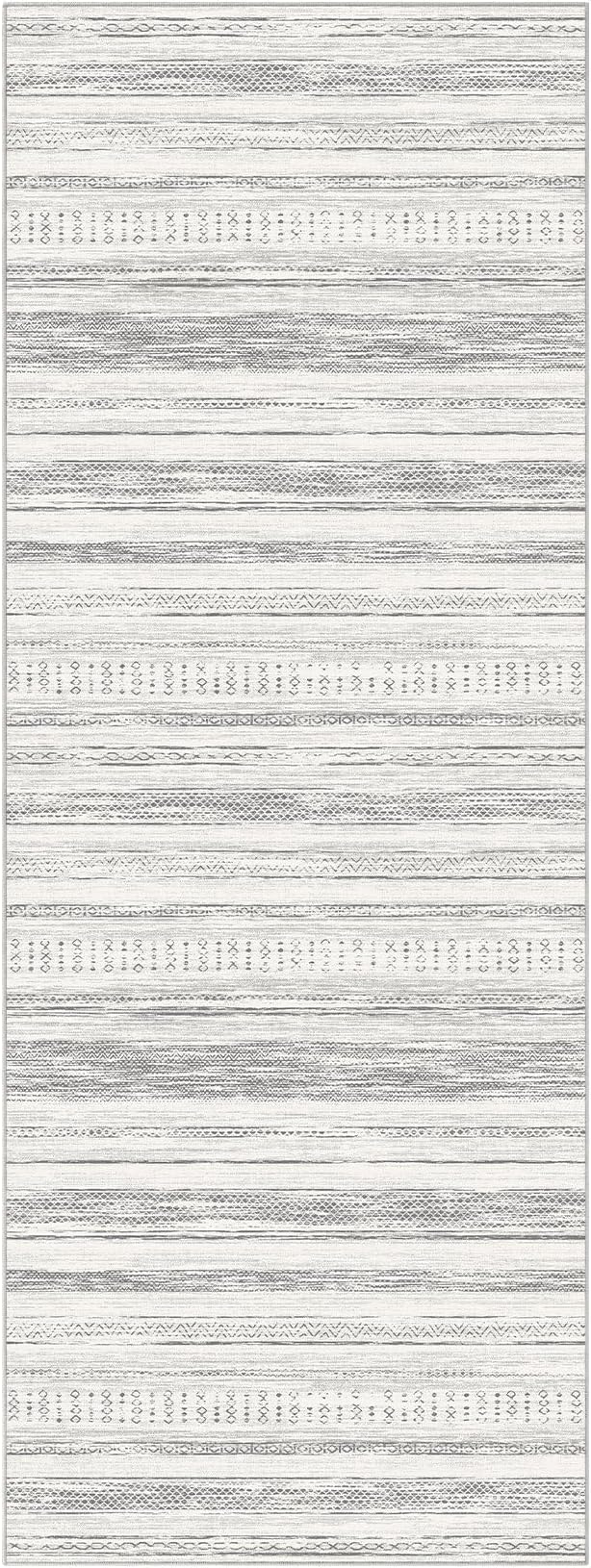 Tortania Area Rug 2x6 Runner Rugs - Washable Soft Neutral Boho Moroccan Farmhouse Rug Indoor Floor Carpet for Living Room Bedroom Kitchen Entryway Under Dining Table Home Office Decor - Light Grey