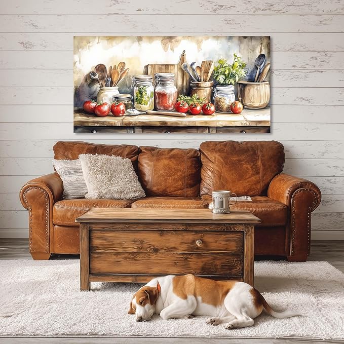 Ggaafet Watercolor Still Life Wall Art for Bedroom Canvas Painting Prints Food Tableware Art Deco Vintage Artwork Office Kitchen Dining Room Decor
