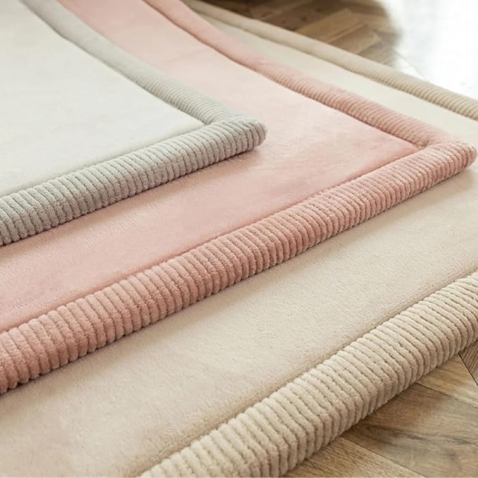 Stylish Coral Velvet Baby Play Mat 60" x 80" Pink – Soft 1" Thick High-Density Memory Foam Nursery Rug – Playmat for Floor with Non-Slip Backing for Crawling & Playing – Non-Toxic, odorless Area Rug