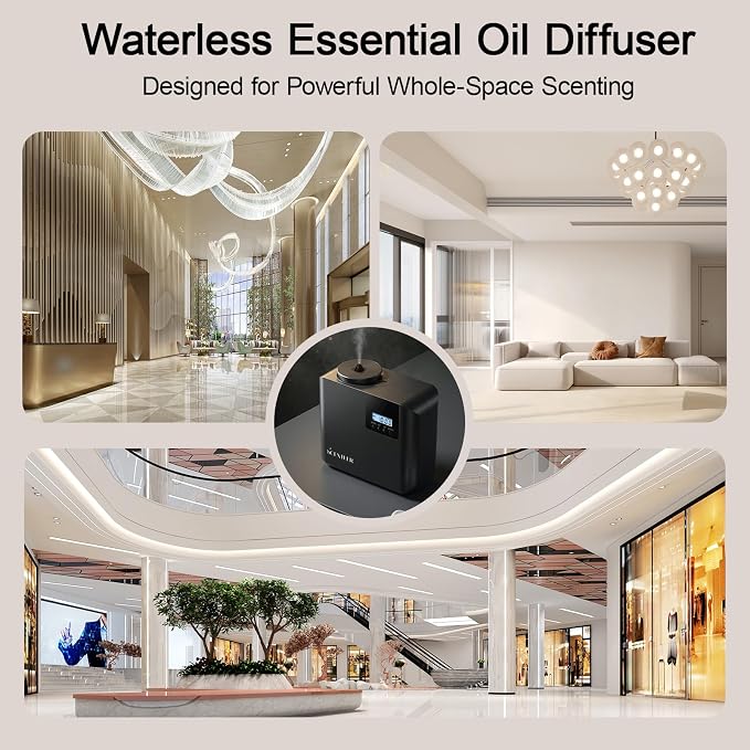 2026 Upgraded HVAC Scent Diffuser Machine Kit, Cover 5000 Sq.Ft, Wi-Fi Control, Scent Air Machine for Home,Waterless Cold Air Aromatherapy Essential Oil Hotel Fragrance Diffuser for Large Room - Black